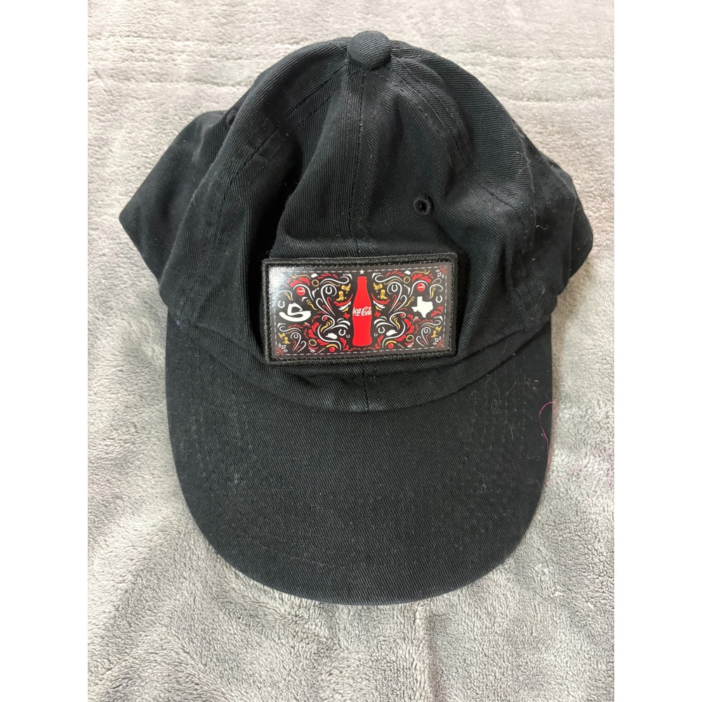 Coca-Cola Unisex Texas Graphic Patch Baseball Cap Adjustable Black Cotton Hat